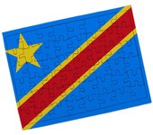MERCHANDMANIA PUZZLE PEQUEÑO TAMAÑO APROX. A5 DE 48 PIEZAS CON MARCO bandera república democrática del congo pais rompecabezas puzle para adulto