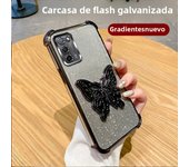 Luxury Glitter Butterfly Holder Phone Case for Oppo A60 A18 A38 A55 A56 A57 A77 A36 A35 A32 5G TPU Plating Protector Back Cover