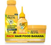 GARNIER Fructis Hair Food Banana Sets Champu, Acondicionador o Mascarilla 3 en 1 Nutritiva para Cabello Seco.