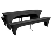 vidaXL 3x Fundas Estirables de Mesa y 2 Bancos Cubierta Muebles Jardín Color Negro,  Crema,  Blanco y mas