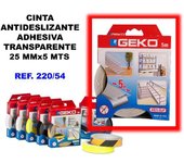 Cinta antideslizante adhesiva 25mmx  5mt.transparente 220-54