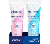 Durex - Pack Lubricante Naturals Hidratante y Naturals Sensitivo, Ingredientes 100% Naturales, 2x100 ml, Dermatológicamente Testado, Para Sexo