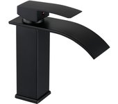 Grifo negro del fregadero del baño de la cascada | Cartucho de cerámica | Diseño elegante