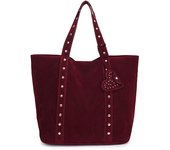 Bolso de mano de cuero para Mujer, adaptador para computadora portátil de 13 ", cierre magnético a presión, detalles tachinados, bolsillo interior para teléfono
