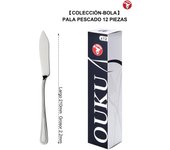 Mr.Spoon Serie Bola,Pala de pescado y Tenedor pescado,12, 24, 48 o 120 piezas,Acero inoxidable 18/0,Económico y funcional,Pala pescado largo 210mm,Tenedor pescado 195mm,Mango monobloque,Apto para lavavajillas,Empaque ecológico,Para casa,hotel,restaurante