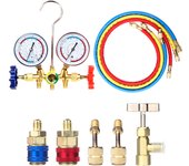 New Air Conditioning Pressure Gauge with Hose and Hook 3 Way AC Diagnostic Manifold Gauge Set for Freon For R12 R22 R404A R134a