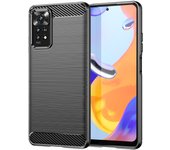 Funda para móvil Xiaomi Redmi Note 11 Pro Carcasa Protectora Antigolpes Silicona Negra Diseño Fibra de Carbono Resistente Absorción de Choque [Compatible Carga Inalámbrica]