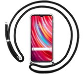Tumundosmartphone Funda Colgante Transparente para Xiaomi Redmi Note 8 Pro con Cordon Negro