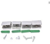 Myhomera 201 Stainless Steel Glass Clamps Shelves Support Corner Bracket Glass Clips Square Wall Mounted Adjustable fit 5-13mm