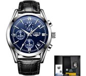 LIGE New Fashion Men's Watches Top Brand Luxury Casual Military Leather Quartz Man Watch Business Waterproof Sports Chronograph