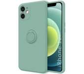 Tumundosmartphone Funda Silicona Líquida Ultra Suave con Anillo para Iphone 12 Mini (5.4) color Verde