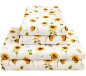 Juego de sábanas Queen con diseño floral, sábanas con estampado de Flores naranjas, sábanas Queen con estampado de microfibra suave, 4 piezas, sábanas Queen with Bolsillo profundo de 15"