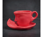 260ml European Style Bar Creative Gift Sculpture Couple Mug Exquisite Matte Ceramic Coffee Cup and Saucer Set