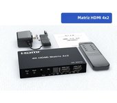 4K HDMI True Matrix Switch 2x4 4x2 Matrix HDMI Video Switch Splitter 2 In 4 out with Optical & R/L Audio Extractor Dolby HDCP2.2