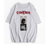 Hirsionsan Cinema Letter Printed T Shirt Women Summer Cotton Soft Short Sleeve Tee Female Oversized Higt Street Gothic Top