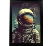 Nacnic Póster Dios Es Un Astronauta - Impresión en Papel de 250 Gr/m² - Marco de Madera MDF - Colgable y Apoyable