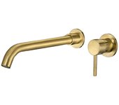 VALAZ Grifo lavabo empotrado redondo monomando dorado cepillado caño 26cm serie Guadiana