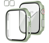 2Pack Tempered Glass+cover For Apple Watch Case 44mm 40mm 42mm 41mm 45mm PC bumper Screen Protector iWatch series 9 8 7 6 5 3 se