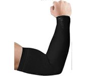 Calentadores de brazo anti-UV brazo manga Upf 50 + protección transpirable brazo manga calentadores de brazo para hombres mujeres para ciclismo refrigeración montar deportes (1 par negro)