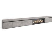 Skraut Home - Mueble TV - Televisión - Muebles de salón - almacenaje suplementario - 368x35x45 - Chimenea eléctrica XXL efecto fuego 3d - Estilo Moderno - color Gris Cemento