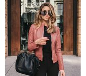 New Vintage Women PU Leather Bomber Jacket Fashion Casual Autumn Winter Zipper Windbreaker Streetwear Female Blazer Y2K Clothes