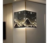 Reloj de pared de esquina de doble cara, moderno reloj de pared con control remoto LED, reloj de esquina de arte decorativo, reloj de pared digital cuadrado silencioso para decoración de sala de estar, 12 pulgadas, 1961806