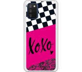 Funda compatible con Samsung Galaxy A03s - Diseño Xoxo fondo rosa