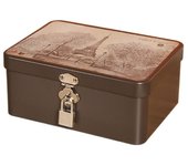 Vintage Large Capacity Tinplate Box with Lock Key Desktop Storage Case Metal Box Jewelry Storage Empty Box