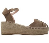 MACARENA JAVA43 Sandalia esparteña con cuña baja y plataforma, alpargata de piel, con hebilla, suela de goma, para señora
