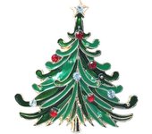 Verde Alfileres de Navidad para las Mujeres Regalos Decoración de Dibujos Animados Adornos de Navidad árbol Ropa Broche de Navidad Broche de Moda Vintage-chica Broche de Banda (verde, Talla única)