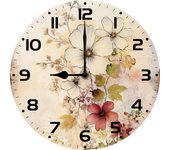 Reloj de pared, decoración y accesorios de cocina de flores vintage, relojes decorativos con pilas para sala de estar, dormitorio, baño, granja, 10 pulgadas