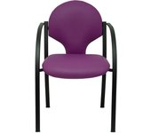 Piqueras Y Crespo - Pack 2 Sillas Hellin Ergonómicas con Brazos Fijos en Negro y Similpiel Morado