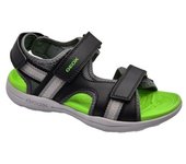 Sandalias Flexibles Para Niños, Marca Geox, En Color Negro Con Verde. Geox
