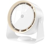 Ventilador Pequeño ultrasilencioso with Pantalla LED Eléctrica en tiempo real, flujo de Aire powerful de 5 velocicidades, ventilador de Mesa portáthil, ventilador circulador de Aire recargable para Viajes de escritorio de oficina (Blanco)