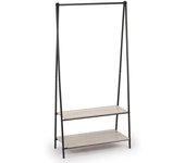 VINTHERA MOA Perchero Con Dos Baldas Acero Y Madera 40,5x80x160CM Blanco  Fácil montaje