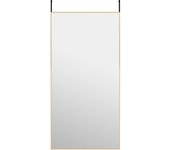 Espejo de Puerta Cristal y Aluminio Dorado 50x100 cm, Espejo de maquillaje