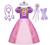 Disney Girls Rapunzel Princess Dress Children Fancy Cosplay Tangled Costume Halloween Carnival Birthday Party Gown Outfit Clothe