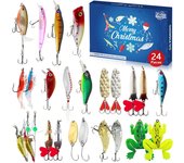 Calendario de Adviento de Pesca 2024, 24 días de señuelos de pesca, kit de aparejos de cebo, calendario de Adviento, cuenta regresiva navideña para amantes de la pesca, regalos de fiesta de Navidad
