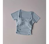 Women Sports Shirt Mesh Yoga Top Push Up Fitness Fixed  Pad Short Sleeve Sport Tops Running Shirt Gym Wear Yoga Shirts Female