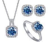 JoyceJelly S925 Sterling Silver jewelry for women 1 carat moissanite diamond 3 pieces set necklace ring earrings wedding party