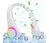 Ventilador de Cuello, Mini Ventilador Portatil, Ventilador Cuello Sin Aspas, Ventilador USB Recargable Bateria 4000 mAh con Ajustable 3 Velocidades Luz LED para Viajes Deporte Oficina Hogar