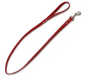 Correa piel huesitos roja para perros - 2 x 120 cm - Materiales de calidad - Accesorios para mascotas