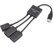USB 3,1 Tipo C Macho a 2 Dual USB A 2,0 Hembras + Micro-USB 3 en 1 HUB OTG