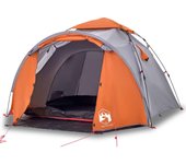 vidaXL Tienda de campaña iglú 3 personas apertura rápida gris/naranja