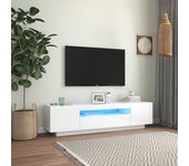 Mueble de TV con luces LED blanco brillante 160x35x40 cm