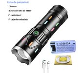Powerful Spotlight Long Range LED Flashlight Type-C Charging Output Zoom Aluminum Alloy Tactical Torch For Camping