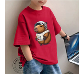 Adorable Kids Fashion Tee Capybara Illustration Perfect Summer Wear Soft Fabric Ideal Gift for Children All-in-one Base Shirt