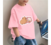 Adorable Kids Fashion Tee Capybara Illustration Perfect Summer Wear Soft Fabric Ideal Gift for Children All-in-one Base Shirt