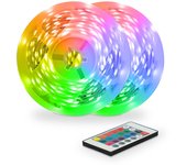 Tira LED KSIX Pack 2 x 5 m, RGB, Iluminación 16 colores, Control remoto, IP20