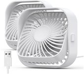 Ventilador de escritorio USB, flujo de Aire fuerte y funcionamiento Silencioso, mini ventilador personal, ventilador pequeño de Viento de 3 lordades, giratorio de 360 °, Blanco